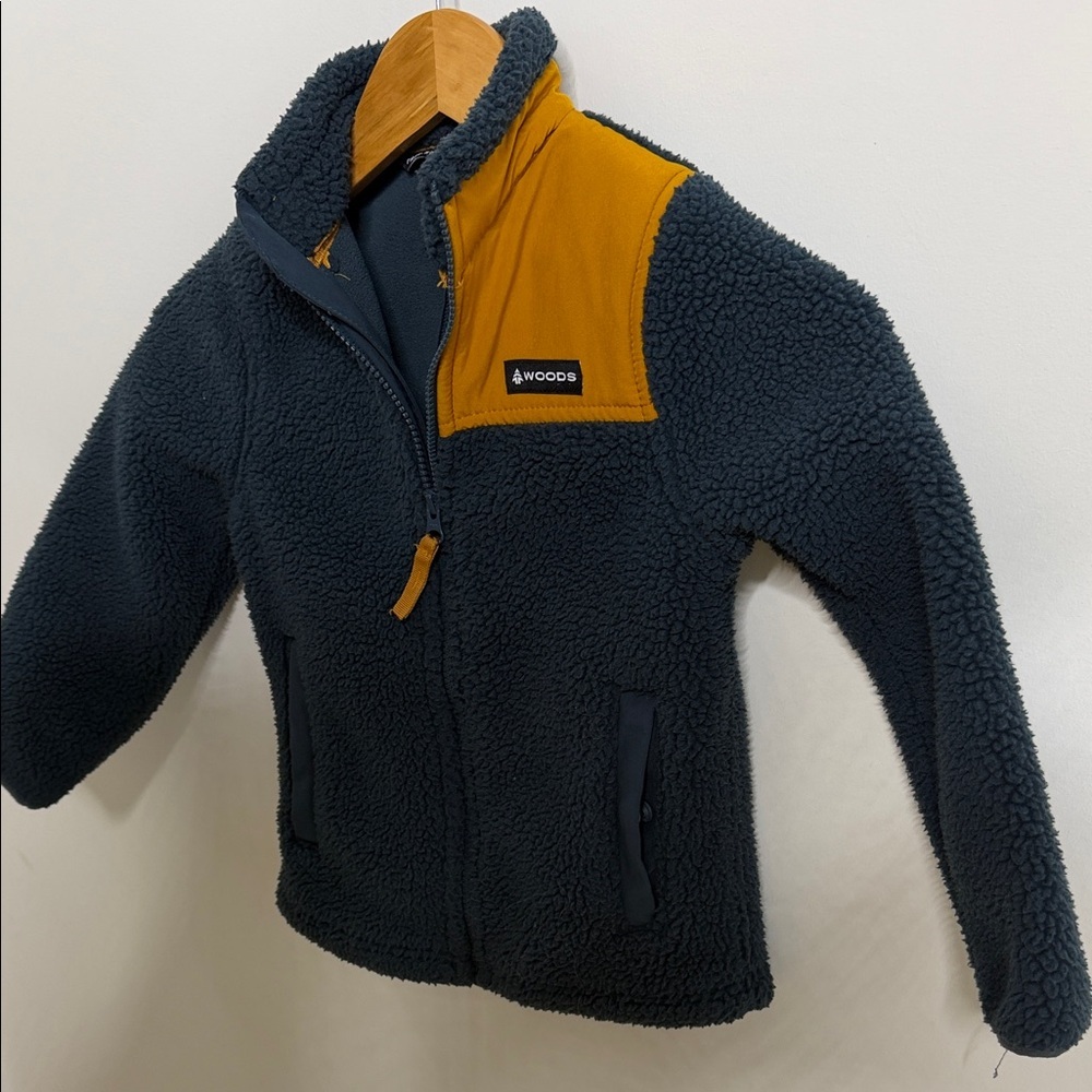 Woods Kids Sherpa Jacket - Navy and Mustard - Picture 4 of 9
